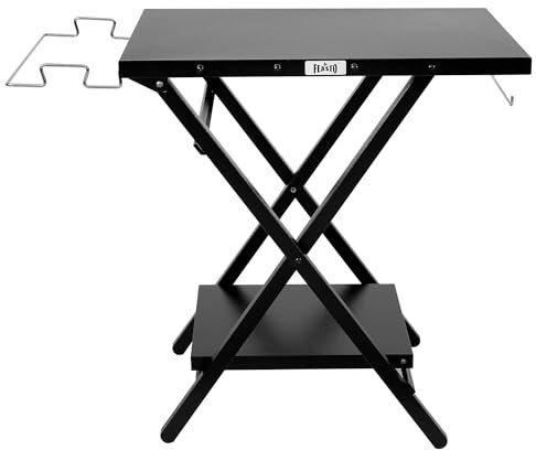 Feasto Klappbarer Grilltisch mit extra Ablagefläche unten, für drinnen und draußen, Vorbereitungstisch mit Garagenregal und Taschentuchhalter, Pizzaofenständer für Pizzaofen und Blackstone-Grillplatte