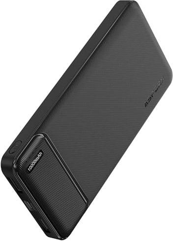 AsperX Power Bank 10000mAh mit USB-C Input & Output Slim Klein Aber Stark Externer Handyakkus,Kompatibel mit 4 Ports kompatibel akkupack mit iPhone,Samsung,iPad,Huawei,AirPods,Schwarz