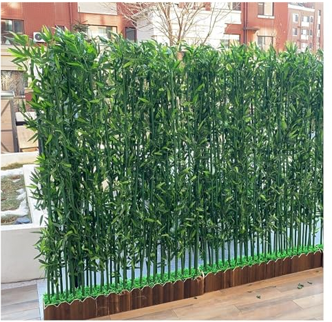 Kunstpflanze Kunstbaum Falsche Bambuspflanze Künstlicher Bambus Ornamental Screen Innen Außen Mit Holzsockel, Wall Greenery Sichtschutz Für Balkon Außen Deck Garten ( Color : L 120cm/47 in-20 Pole , S