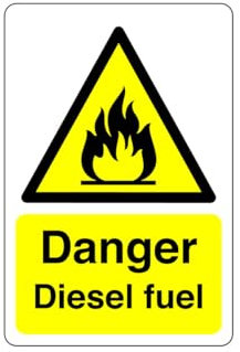 Safety First Display LTD Danger Diesel fuel sign - High tack self-adhesive sticker (150mm x 100mm) Viewing Distance within 3m.