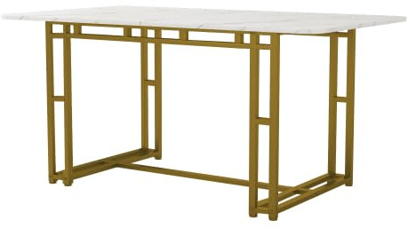 Merax 120x70cm Leichter Luxus Esstisch,(1-St), Gestell aus Metall Rechteckiger Esstisch aus Moderner Küchentisch mit Metallbeinen für Esszimmer Wohnzimmer,Golden Tischbeine