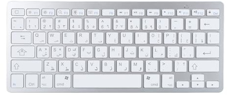 Ultra Thin Wireless Keyboard, Splash Proof Bilingual | Arabic English Keyboard, Bluetooth Keyboard for iOS, Android, Smart TV, Bluetooth 3.0 Slim Design with Aluminum Alloy