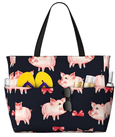 YQxwJL Rote süße Tragetasche mit Schweinchen-Aufdruck, große Umhängetasche, Hobo-Tasche, Arbeit, Reisen, Uni, lässige Tragetasche, Schwarz , Einheitsgröße