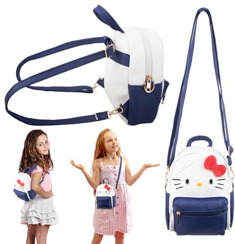 Umhängetasche Rucksack Mädchen Tasche-Kity Handtasche Süße Katzen Crossbody Bag Kindergarten PU Leder Anime Weiß Cartoon Schulrucksack Geldbörse Reise Leicht Fashion Weihnachts Geburtstag Geschenke
