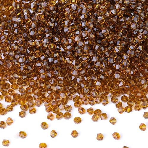DodoBeads 720 Pcs 4mm Bicone Crystal Beads - Brown, Glass, Small for Jewellery & Friendship Bracelets