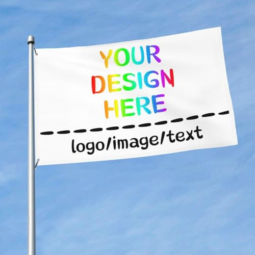PRFELMG Individuelle Flaggen 3x5 Ft, gestalten Sie Ihr eigenes Foto/Logo/Text - Doppeldruck - Personalisierte Flagge für den Außenbereich, Dekobanner für Geburtstag und Geschäftsgeschenke