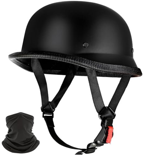 Vintage Motorrad Halbhelme Deutscher Stil Halbschale Helm, Halbschalenhelm mit ECE, Jethelm Retro, Chopper Helm, Retro Motorrad Helm, Scooter-Helm, mit Schnellverschluss Schnalle,B,XXL 61~62CM