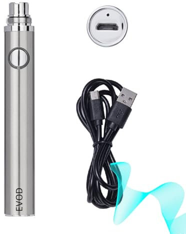 Vape Evod 900 mAh Batterien - Niedriger Innenwiderstand, Micro USB Aufladung, stabile Ausgabe, E-Zigarette eGo Akku mit Sicherheitsschutz (Stahl)