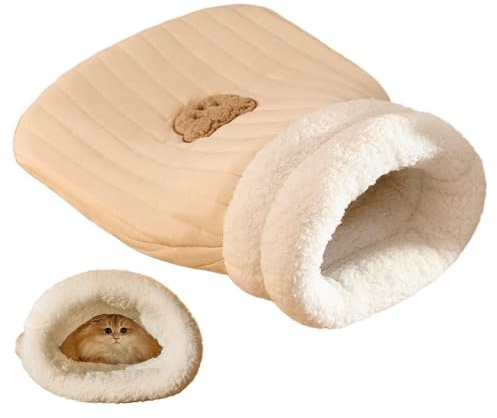 Sobeta Katzenschlafsack | Cat Sleeping Bag | Halbgeschlossenes Haustierschlafbett | Winterschlafsack Für Katzen | Hundebett Für Camping-Wärmesack | Waschbar Katzendecke Für Katzen Und Kleine Hunde