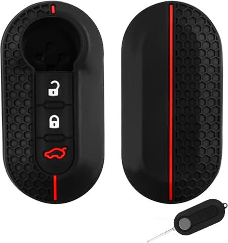 Silikon Schlüsselhülle für FIAT 500, Panda, Punto, Bravo, Lancia Ypsilon, 3 Tasten TPU Autoschlüssel Hülle, Autoschlüsselcover für FIAT Schützen Sie Ihren Autoschlüssel vor Kratzern, Staub, Wasser