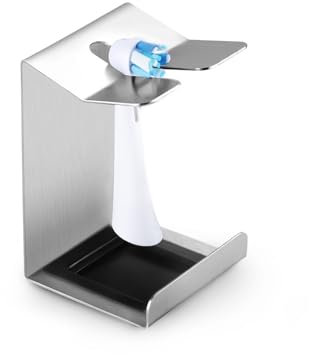 Siegvoll Edelstahl Zahnbürstenhalter für Oral-B, iO, Philips Sonicare, Waterpik, Fairywill, usw. | Aufsteckbürsten Halter mit Auffangschale | Bürstenkopf-Halterung für elektrische Zahnbürstenkopf
