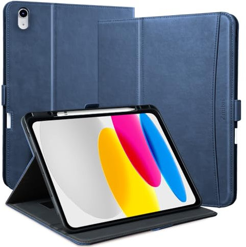 Zinibri Cover per iPad (A16) 11 Generazione 11 Pollici 2025 A3354 A3355 A3356, Custodia iPad 10 Generazione 10,9 2022 A2696 A2757 con Portapenna Tasca Cinghie Pelle PU Multi Angolo Supporto, Blu