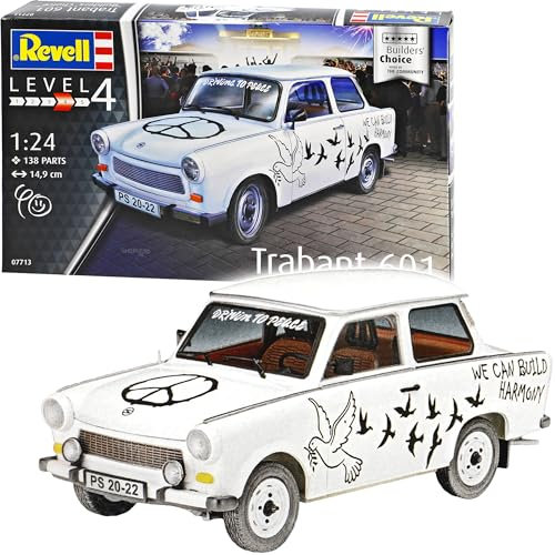 Trabant 601 Limousine Weiss 07713 Bausatz Kit 1/24 Revell Modell Auto mit individiuellem Wunschkennzeichen
