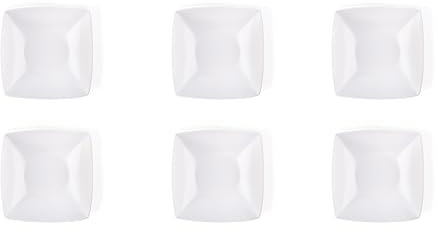 Excelsa Eclipse Lot de 6 assiettes creuses carrées, céramique, blanc