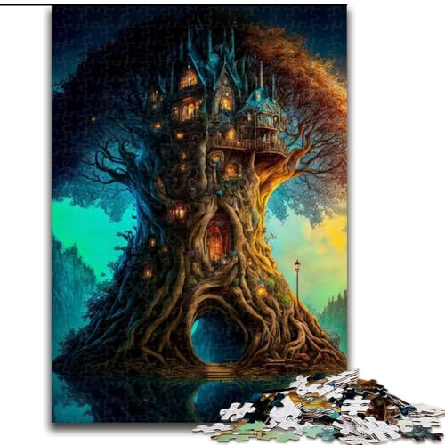 Puzzle 1000 Teile, Baumhaus-Puzzle aus Holz für Erwachsene, Größe 50x75cm, Geburtstage, Feiertage, am besten für Weihnachten