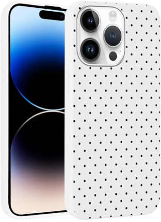 Foonary Polka Dot Phone Case for iPhone 14 Pro Max Cute Fashion Pattern Case 6.7, Aesthetic Trendy Stylish Design Women Girly Cover Camera Protective Slim Silicone Shockproof TPU Funda, White