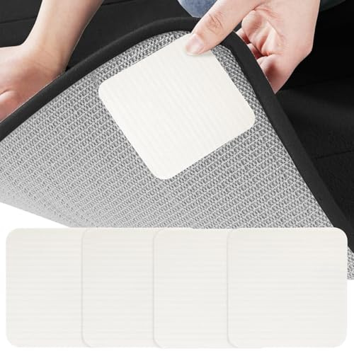 Griwuut Teppich Antirutschunterlage Vacuum Tech 4 Stück Teppichgreifer Antirutschmatte für Parkettboden Fliesen Anti Curling Teppichstopper rutschfest Teppich Pads Waschbar