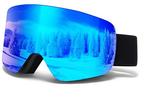 MXJ Gear Skibrille für Erwachsene Herren Damen,YH227 Snowboardbrille für Brillenträger, Anti Fog OTG UV-Schutz Anti-Rutsch-Kopfband Vollständiges REVO-Design