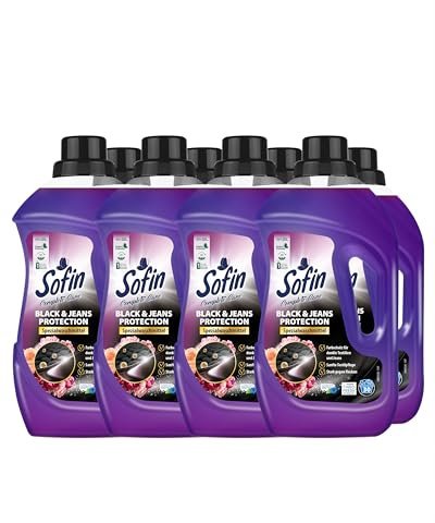 Sofin Black & Jeans Protection Spezial-Waschmittel flüssig 1,1L 8er Set - Flüssigwaschmittel für Buntwäsche & Jeanskleidung, Formel für langanhaltende Frische