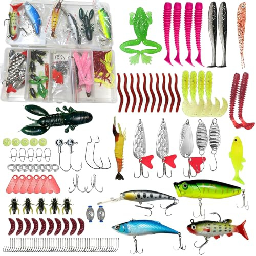 JOLYLINT 133 PCS Fishing Lure Set,Tackle Box Included Crankbaits, Spoon, Hooks, Jigs, Weights and More Other Accessories,Suitable for Saltwater and Freshwater Fishing