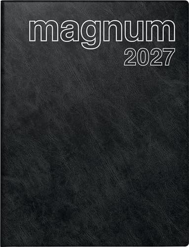 rido/idé 7027042907 Buchkalender Mod. magnum 2027 183×240 mm, Kunststoff, schwarz: 2 Seiten = 1 Woche, viertelstündliche Einteilung von 8-17 Uhr