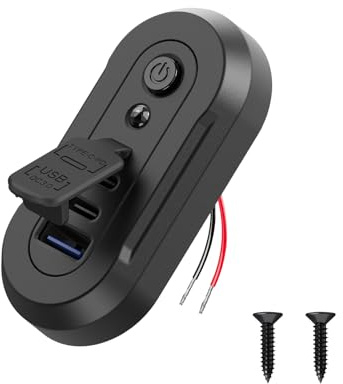 Gbformat 90W 3-Port 12V USB Steckdose Wandmontage, Dual 36W PD3.0 + 18W QC3.0 Leichtgewichtige Aufputzmontage Ladesteckdosenleiste mit Tastschalter für 12–24V Auto, LKW, Boote, Wohnmobi