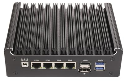 ANDAQI Micro Firewall Appliance, Mini PC, PFSense, OPNsense, VPN, Router PC, Pentium Gold 4417U, RS52, 4 x 2.5GbE Nics, COM, Type-C, HDMI, DP, SIM Slot, 8G RAM, 128G SSD