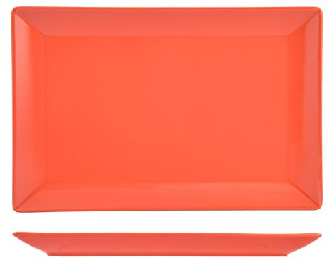 H&H Boston Plat rectangulaire, Stone Ware, Rouge, 34 x 22,5 x 2,5 cm