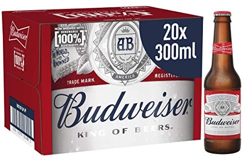 Budweiser Beer Bottles 20 x 300 ml,packaging may vary