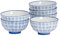 Nicola Spring Patterned Rice Bowls - Navy - 11.5cm - Pack of 6 - Porcelain Flower Print Design Noodle Serving Snack Bowls for Snacks, Pasta, Noodles, Fruit, Cereal, Salads