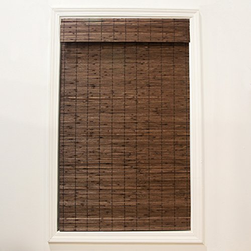 Radiance Cordless Bamboo Roman Shades for Windows - Flatstick Bamboo Blinds for Semi-Private Light Control - Easy to Lift & Fold Up Window Shades - Cocoa - 27 in. W x 64 in. L - (2216302E)