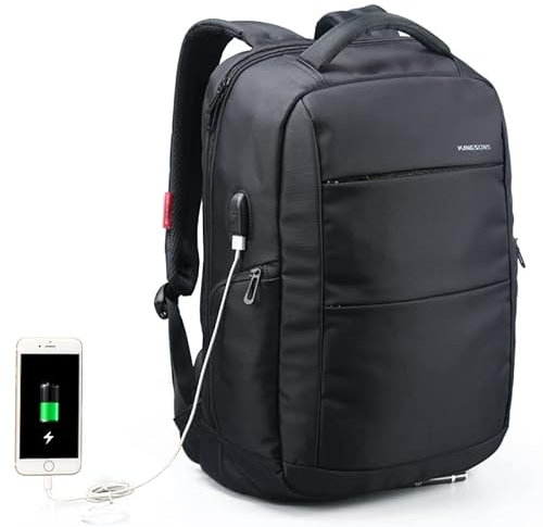Kingsons Mochila Ordenador Portátil Resistente al Agua y Antirrobo, Mochila Escolar con Puerto de Carga USB y Candado de 15,6 Pulgadas Para Mujeres y Hombres, Mochila de Viaje Casual