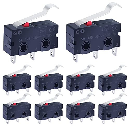 Taiss /10 pièces 250 V 5 A 3 broches pas de commutateur tactile NC interrupteur sensible Micro interrupteur de fin de course poignée mini rouleau bras de levier SPDT instantané LOT KW11-3Z-05