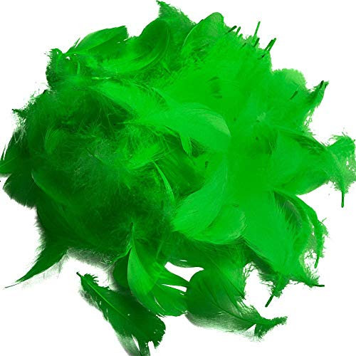Suneast 300 Stücke Federn Dekoration Natürliche Gänsefedern Weiche Crafts Feather Indianer Federn für Traumfänger Basteln, Kostüme Hüte Schmuck Deko, DIY Ohrring - Grün, 5-8cm