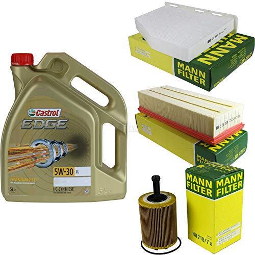 Filter Set Inspektionspaket 5 Liter Motoröl EDGE Titanium FST 5W-30 LL MANN-FILTER Innenraumfilter Luftfilter Ölfilter
