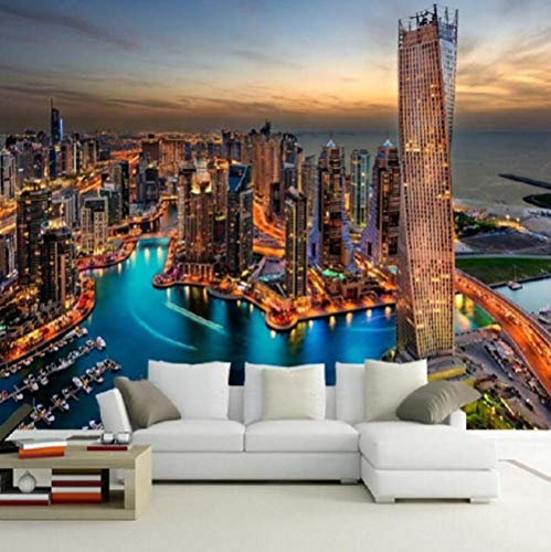 Tapete 3D City Wolkenkratzer Nacht Wohnzimmer Schlafzimmer Hintergrund Wandpapiere Home Decor Papel de Parede Wandbild 350 x 245 cm