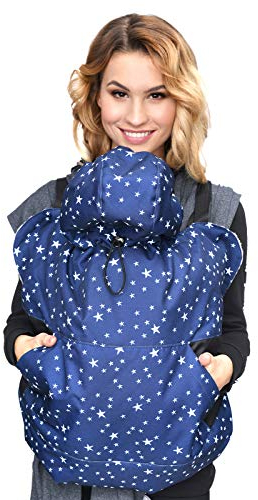 MijaCulture Tragecover, Universal Bezug für alle Babytragen und Tragetücher Baby Carrier Cape 4127 (Blau/Sterne)