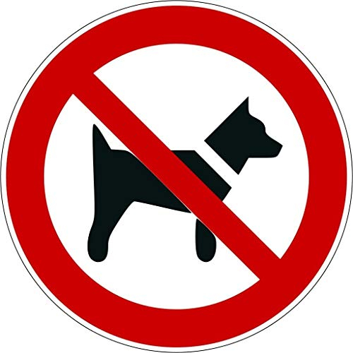 Aufkleber Verbotszeichen „Mitführen von Hunden verboten“ Folie ISO 7010 P021 | Ø 5-30 cm Made in Germany, Größe: Ø20 cm