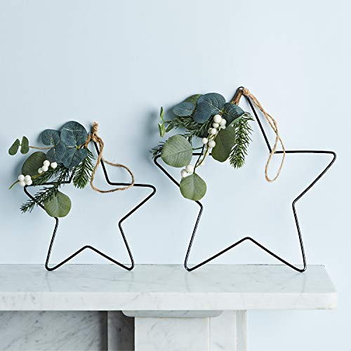 Lights4fun 2er Set Metall Sterne zum Aufhängen Fenster Weihnachtsdeko Innen 28 und 20cm