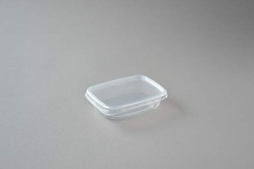 Generisch 250 Stück Feinkostbecher mit Deckel, 125 ml eckig transparent Verpackungsbecher Salatbox Rechteckbecher Salatschalen