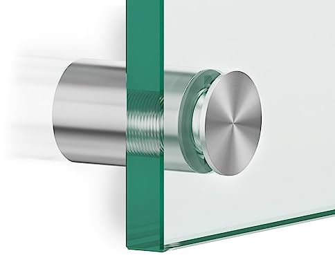SCHILDER Systeme 4 Stk. Edelstahl - Abstandhalter li13.13 mit Linksgewinde| inkl. Flachkopfschrauben und Dübeln| zur Befestigung von Schilder - Schildbefestigung| hochwertige Glashalter für Schilder