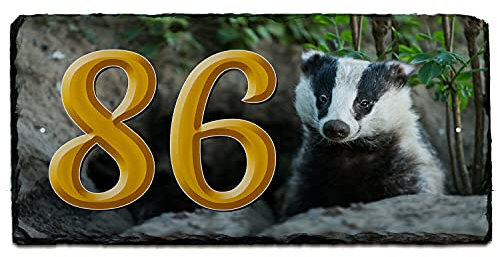 KRAFTYGIFTS Badger House Number Slate Horse Name Gate Sign Plaque Door Personalised SL05