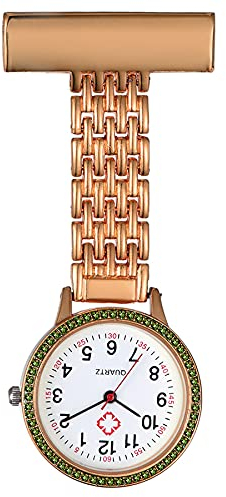 Avaner Krankenschwesteruhr Pflegeruhr Netzgürtel Design FOB Analog Quarzwerk pulsuhr Ansteckuhr Unisex Silver schwesternuhren mit Pin/Clip set ausziehbar Arzt Doktor Medical Taschenuhr