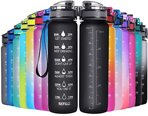 GeeRic Trinkflasche 1L Sport Wasserflasche BPA-freies Kohlensäure geeignet Wasserflasche für Uni, Sport, Fitness, Fahrrad, Outdoor