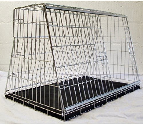 Pet World Small 32 Sloped Car Dog Crate – Perfect for Hatchback, Estate & 4x4 Boots – UK Designed, Steel Travel Cage – Emergency Escape Hatch – Folds Flat – Free Comfort Mat – Easy Assembly