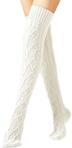 YAMEE Kniestrümpfe Damen Overknee Winter Strick Strümpfe, Beinwärmer für Damen Gestrickt, Stiefelstrümpfe Legwarmers für Damen Beinstulpen 1 Paar