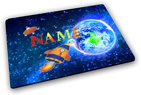 Textil Tischset mit Name/Gummirückseite/Platzdeckchen Platzset/personalisiert (Rakete)