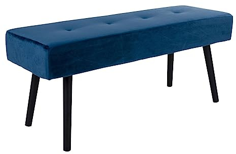 House Nordic Bank SKIBY Blau Samt 100 cm Polster Wohnzimmer Sitzbank Samtbezug