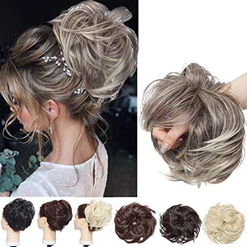 SEGO Updo Hair Extensions Hochsteckfrisuren Haarteil Haargummi Dutt VOLUMINÖS [Große-80g] günstig natürlich unordentlicher 6AH613 Dunkelbraun & Blond Bleichen