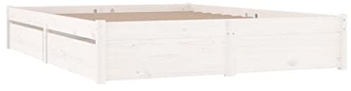 vidaXL Bett mit Schubladen Holzbett Massivholzbett Bettgestell Bettrahmen Doppelbett Schlafzimmerbett Schlafzimmermöbel Weiß 120x200cm